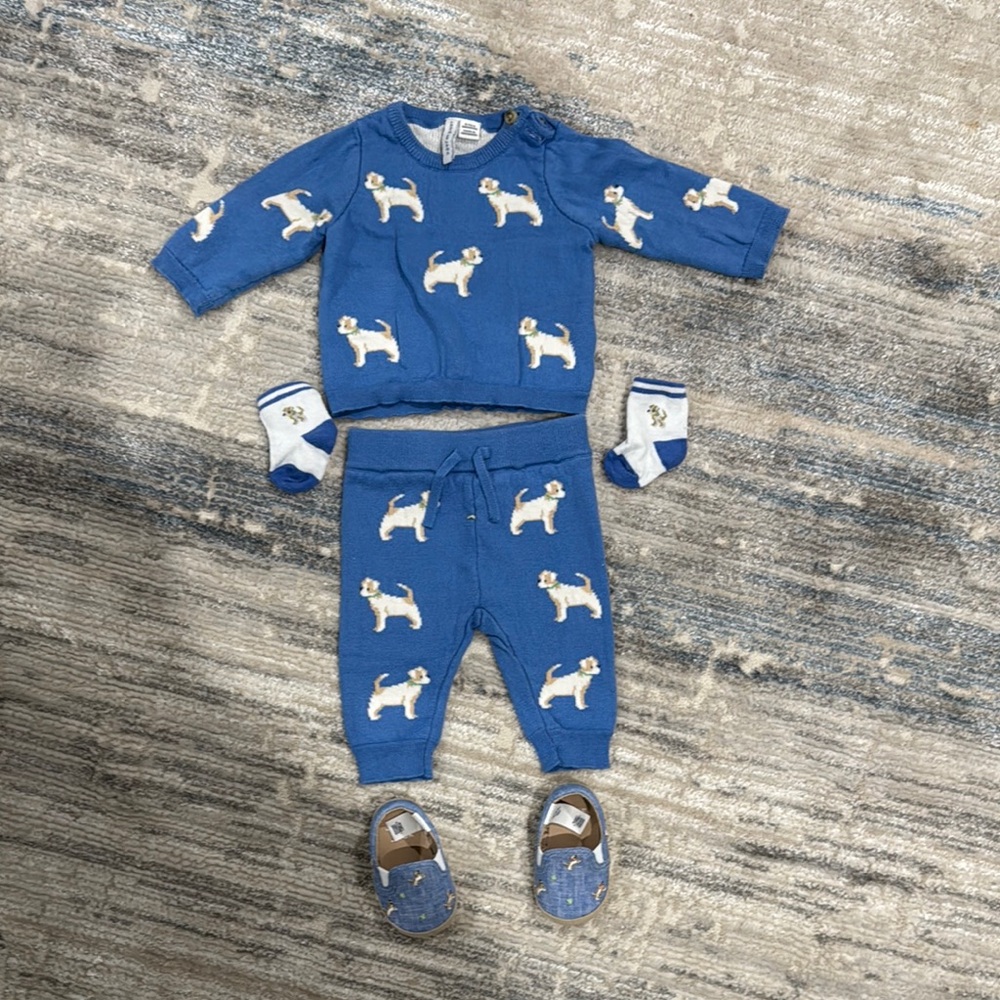 Janie and Jack Blue Dog Sweater